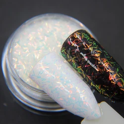 1Box Laser Colorful Bar-Shaped Nail Art Flakes Shining Holographic 0.2*3mm Glitter Scallion Strip Sequins Iridescent AB Sequins