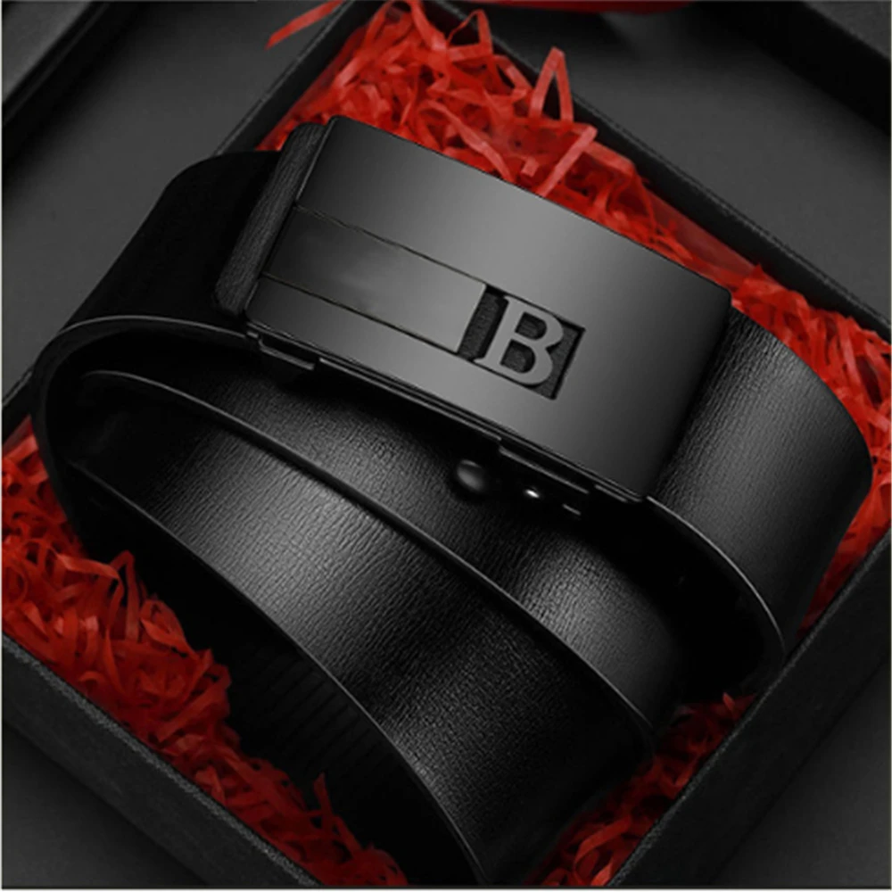 Top Quality Wide 34mm Famous Brand Belt Men Luxury Genuine Leather Casual Belts for Men Strap Male Metal B Buckle Fashion Belt