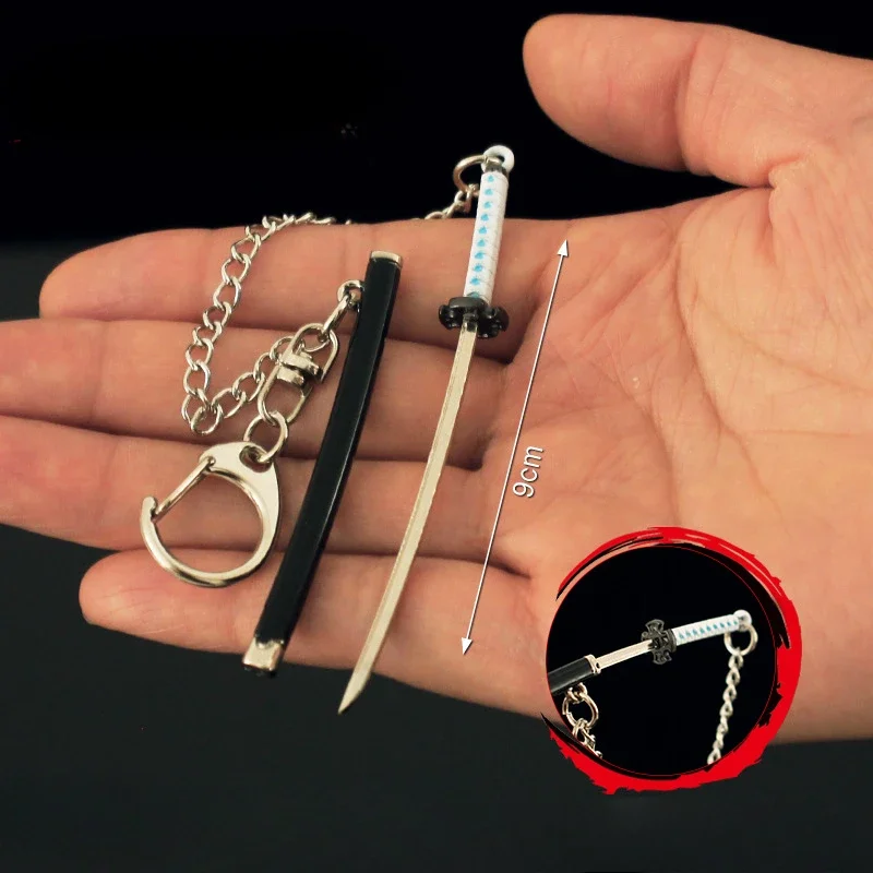 9cm Anime Weapon Slayer Merchandise Wind Pillar Tanjiro's Nichirin Blade Metal Keychain Samurai Prop Ornament Birthday Gift Toys