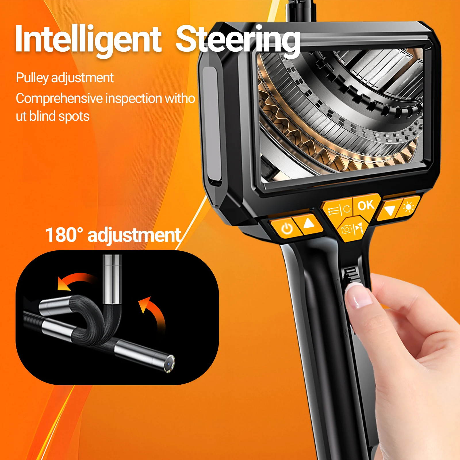 Two-Way 360° Articulating Borescope 8.5MM /6.5MM Waterproof Probe Camera for Automotive Repair With 4.3 inch Screen