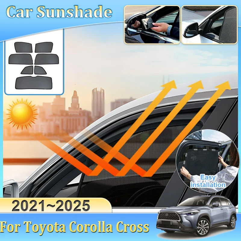 

Car Magnetic Sunshade For Toyota Corolla Cross XG10 2021~2025 Mesh Sun Shade Anti-UV Blocking Visor Tools Visor Tool Accessories