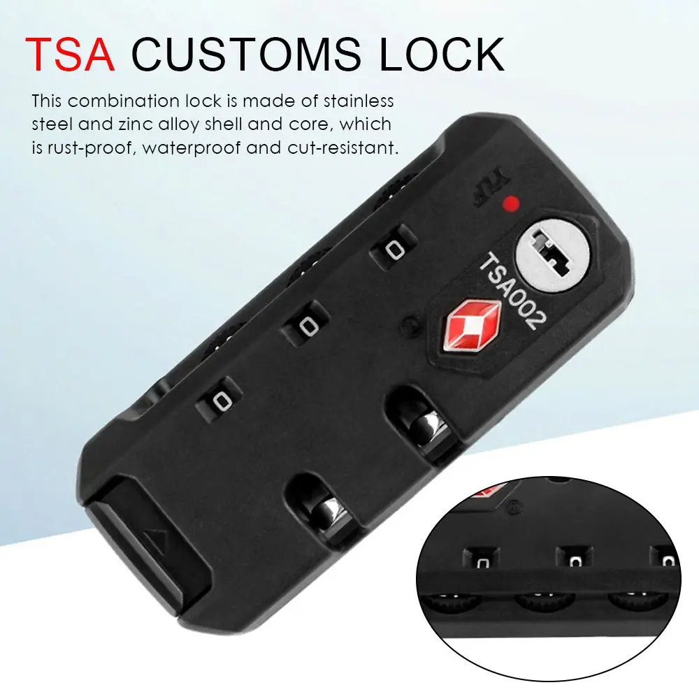 TSA13116 Customs Password Lock Multi-purpose 3-digit Combination Lock  For Travel Luggage Suitcase Anti-Theft Code Padlock