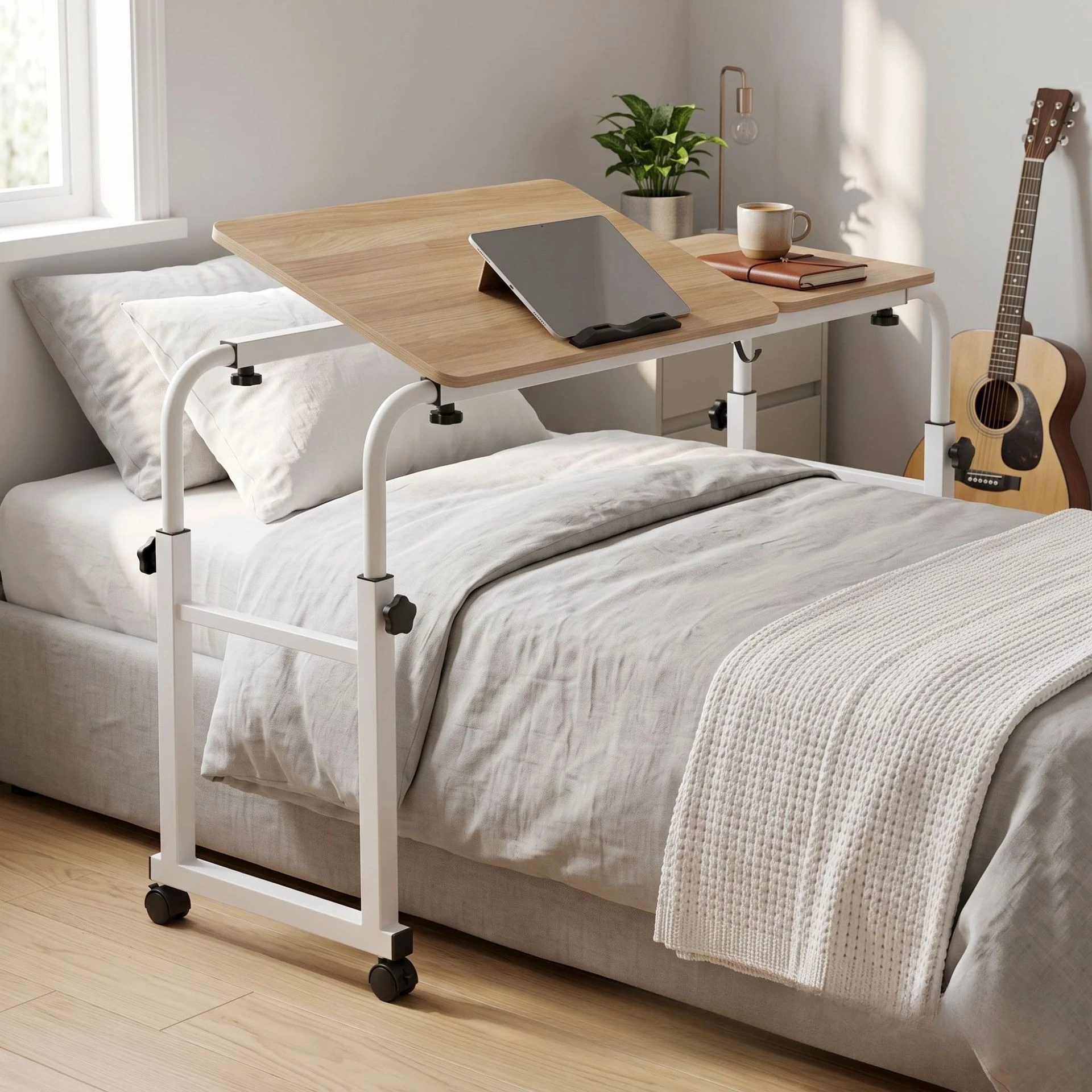 Simple bed Double computer table Lazy, adjustable width Cross-bed desktop computer table Tilt table