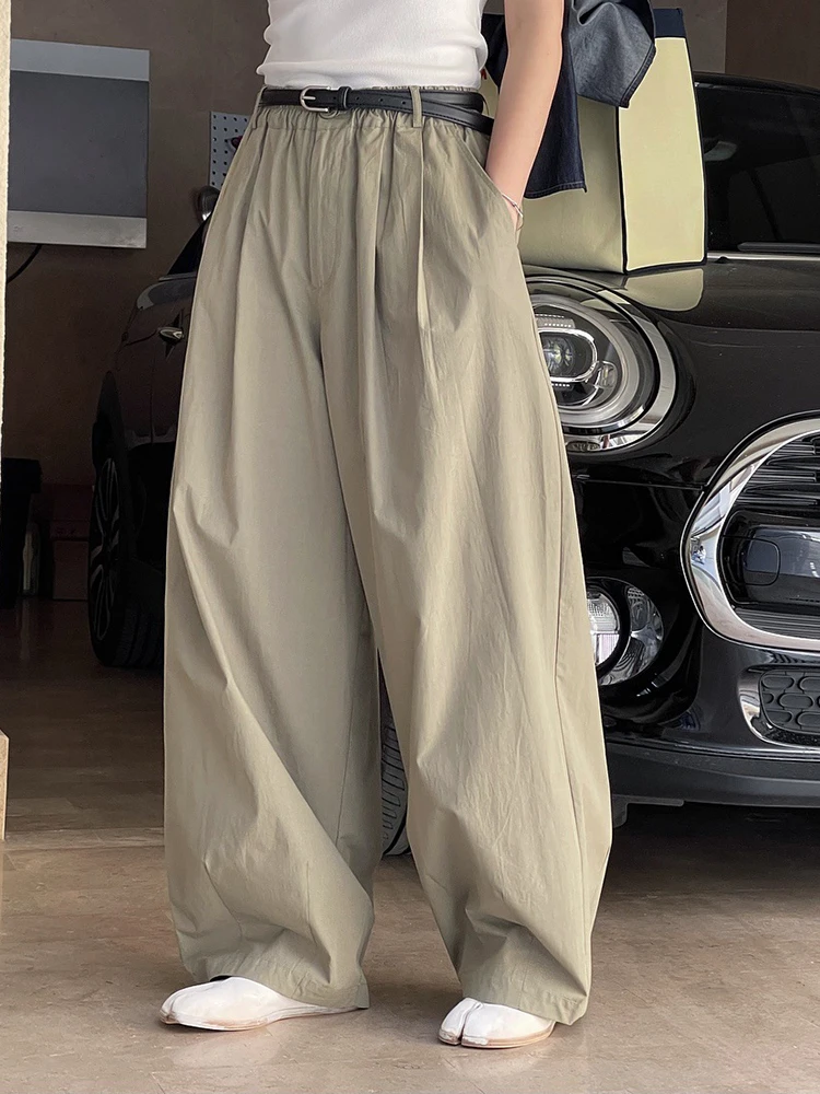 [EAM] High Elastic Waist White Brief Shaped Long Wide Leg Pants New Trousers Women Fashion Tide Spring Autumn 2024 1DH6470