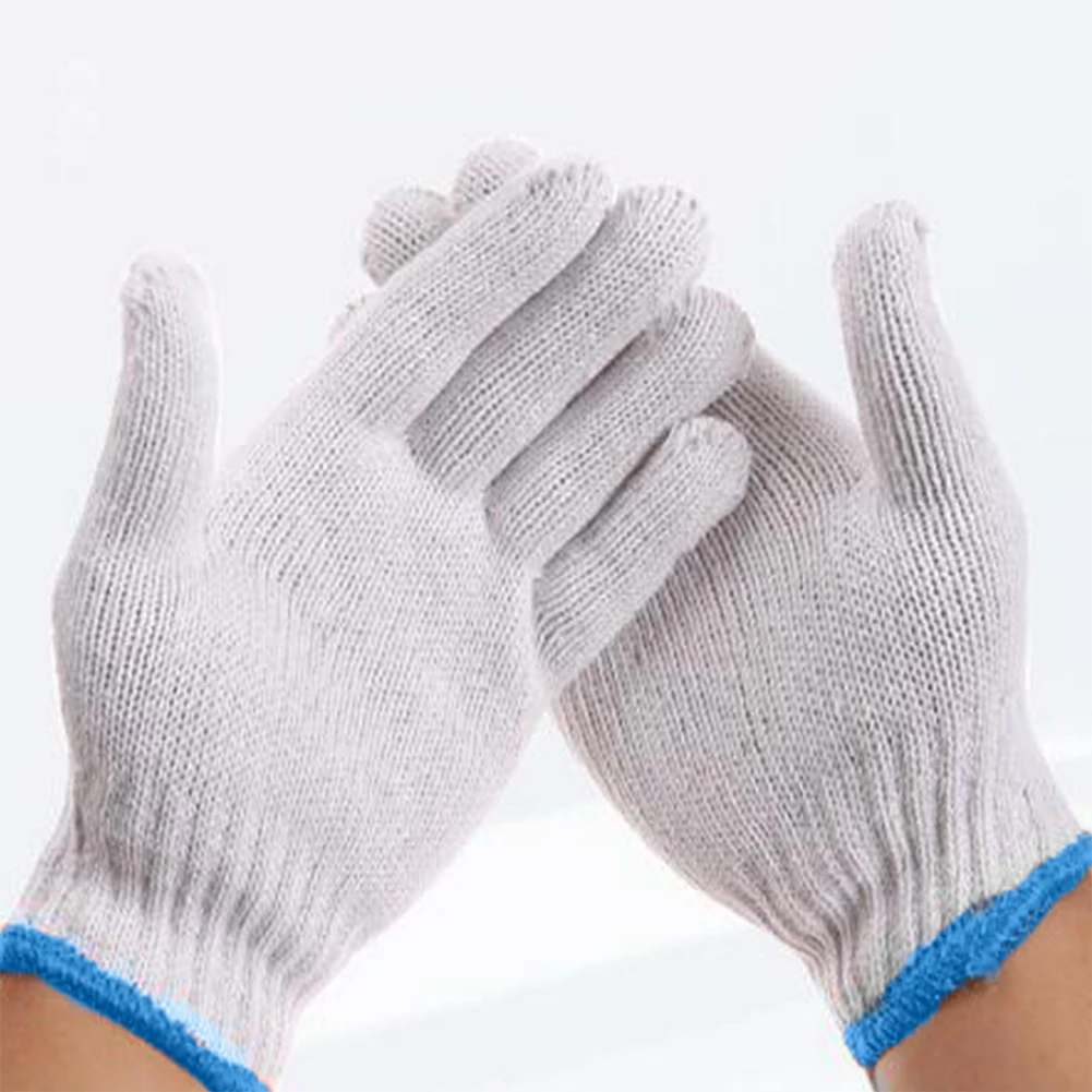 2/4/8 Uds pantalla de algodón antideslizante y resistente al desgaste guantes de trabajo para sitio de construcción guantes de protección laboral blancos cifrados