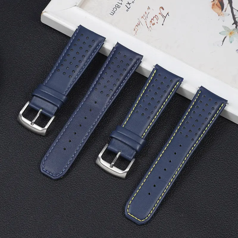 cowhide watch strap For CITIZEN Blue Angel Radio Wave Watch band AT8020-54L/8020-03L/JY8078 curved end Yellow 22 23mm bracelet