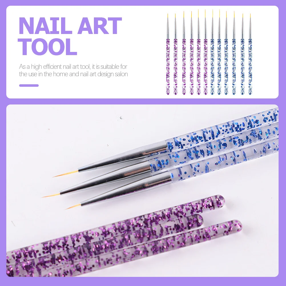 

12 pcs Nail Art Brushes High Quality Thin Striping Liner For Gel Polish Flower Pattern Diy Manicure Nail Supplies Tool Set
