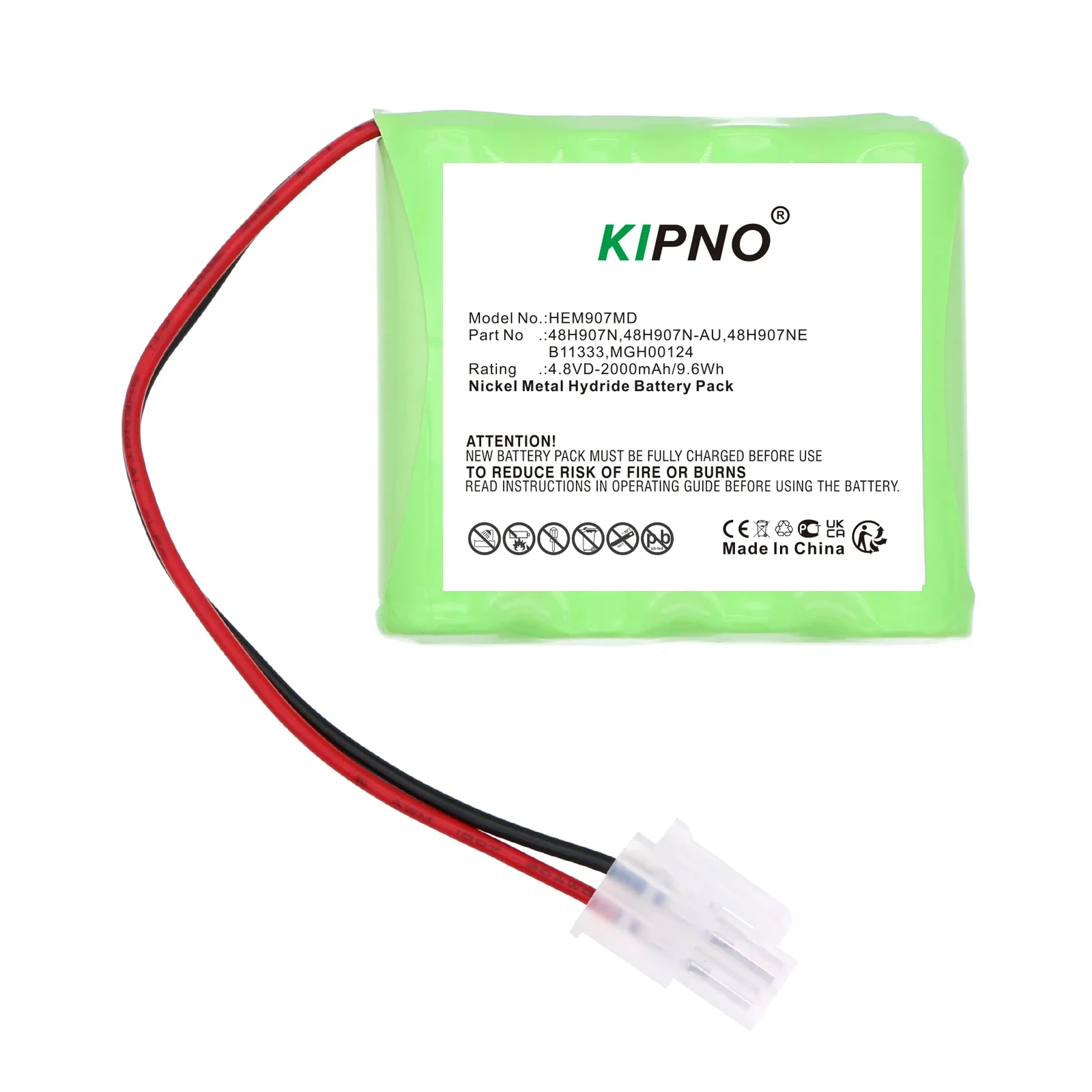 2000mAh 4.8V 9.60Wh Medical Ni-MH Battery for OMRON 48H907NE 48H907N 48H907N-AU MGH00124 B11333 HEM-907 HEM-907XL HEM-907-PBAT