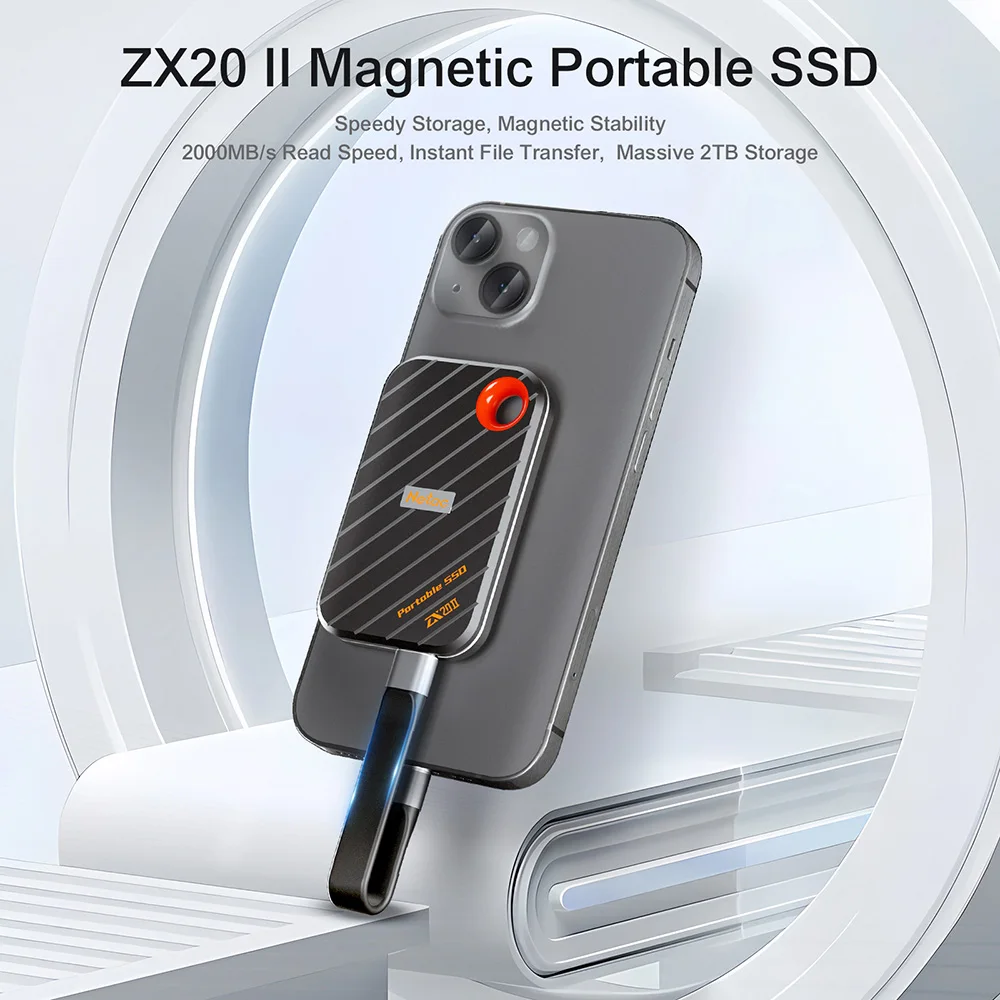 Netac Magnetic External SSD 2000MB/S High-speed 512GB 2TB 1TB USB3.2 Gen2 Type C External Solid State Drive for Iphone LaptopPC