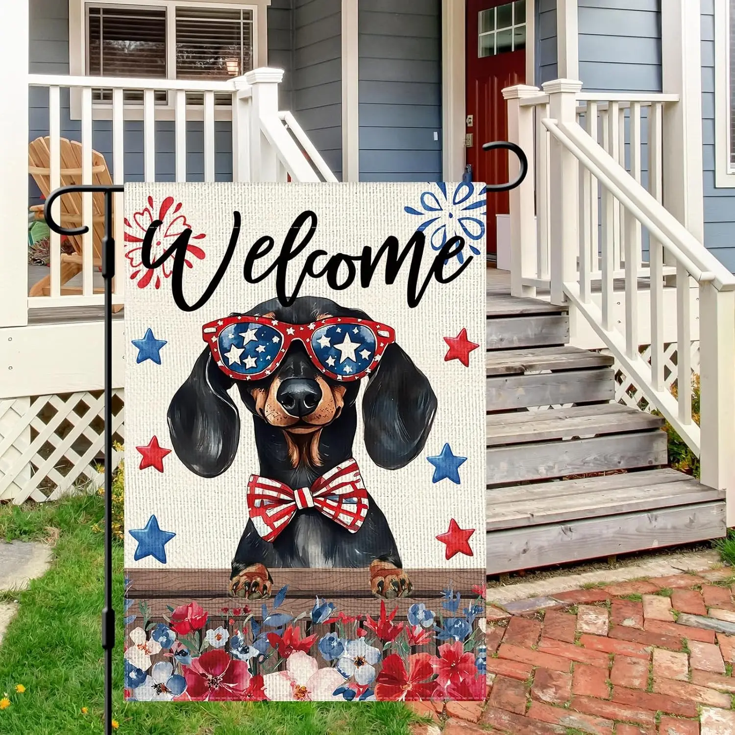 Patriotic Independence Day Dachshund Garden Flag