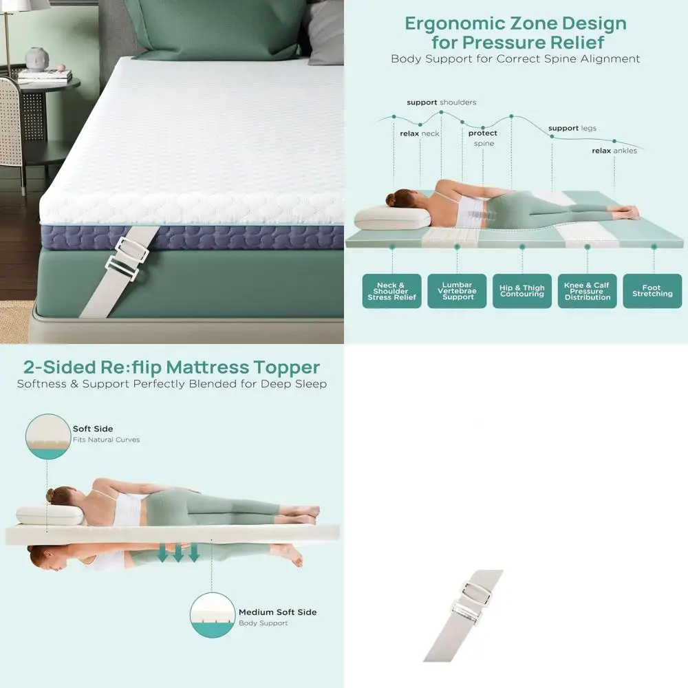 

Twin Size 2 Inch Memory Foam Mattress Topper for Dorms - Back Pain Relief, Breathable Cover, 5-Zone Ergonomic Design