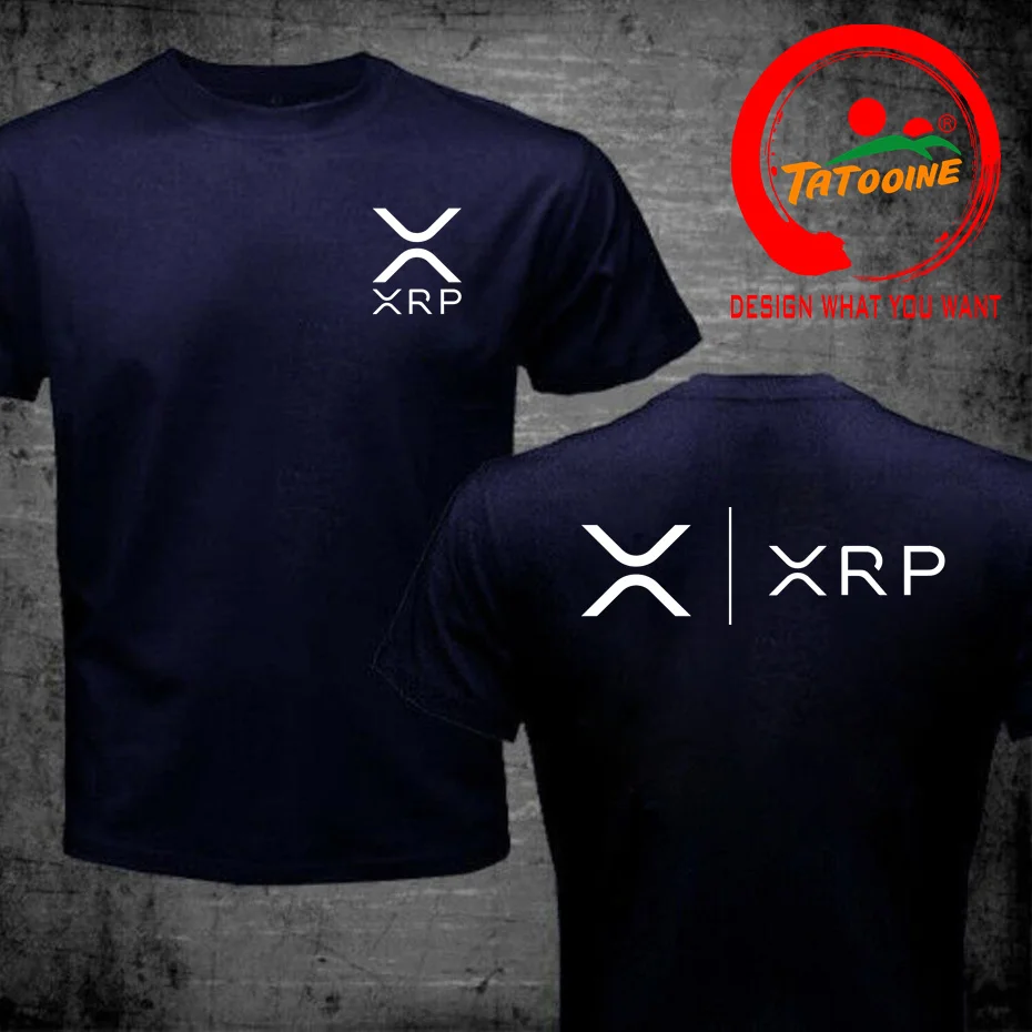 Cryptocurrency Crypto Miner XRP RIPPLE NEW GOLD SIDE BY SIDE Tshirt Harajuku Punk Men's Tshirts Tops Pure Cotton O-Neck T Shirt