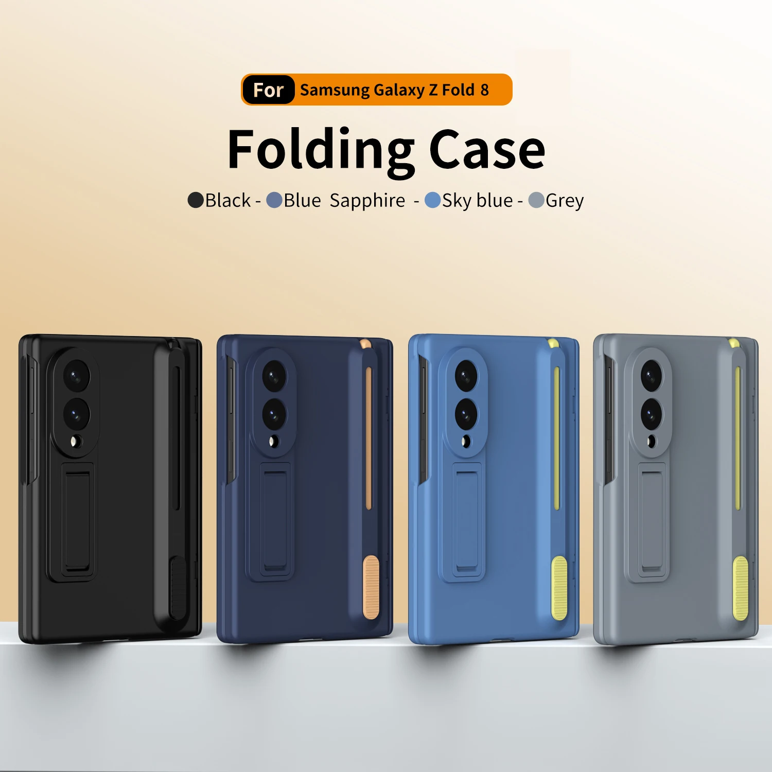 For Samsung Galaxy Z Fold 8 8Ultra Case Retractable S Pen Built-in Kickstand Hinge Protection Tempered Glass Screen Protector