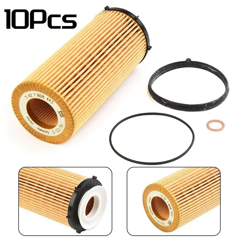 10Pcs Car Oil Filters For BMW X5 X6 3 5 7-Series E90 E92 E93 E91 3.0L 2008-2013 11427808443 Replacement Spare Parts Accessories