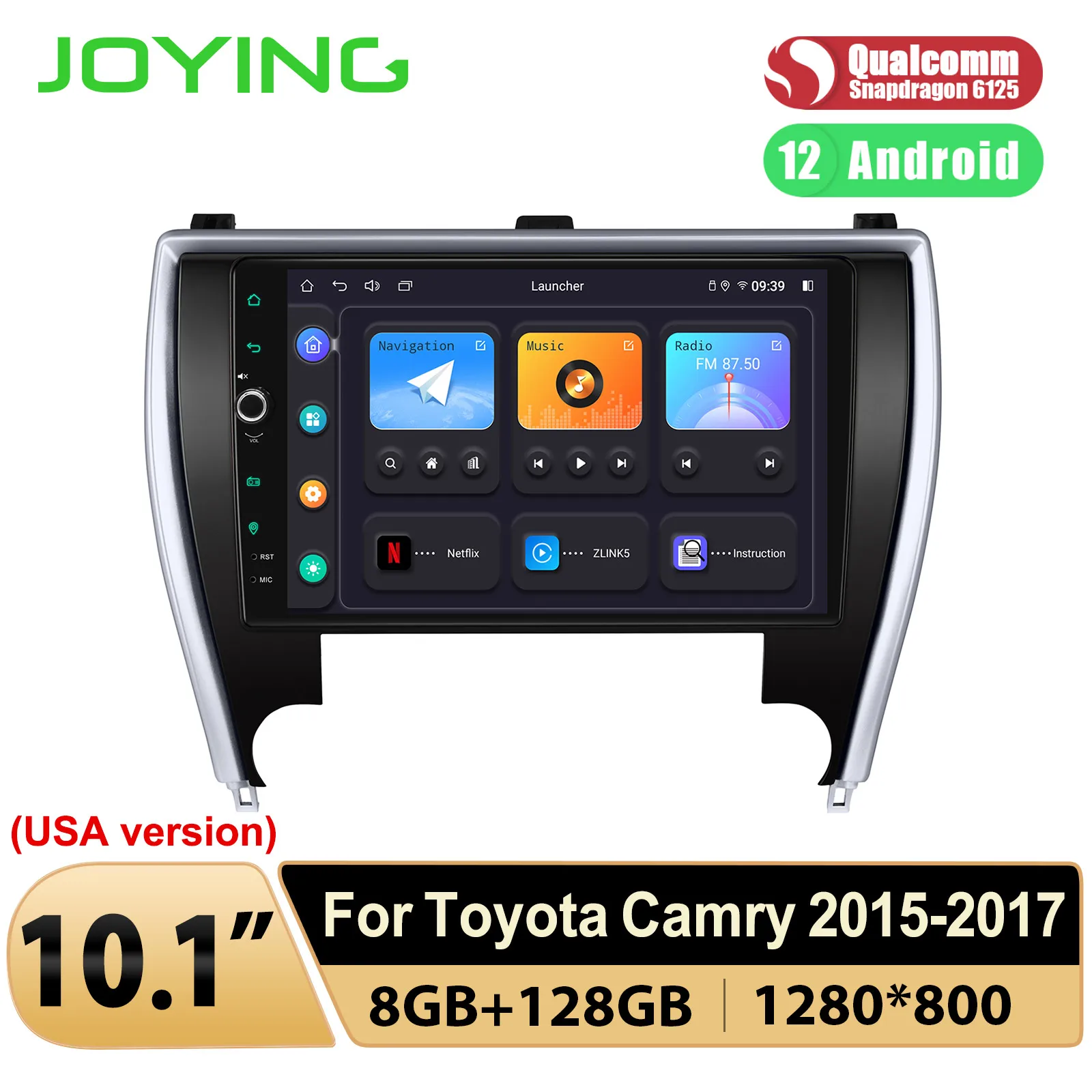 

Joying Auto Android 12 Car Radio Stereo GPS Music Video Multimeda System For Toyota Camry 2015-2017 With 10.1 Ultra-Thin Screen