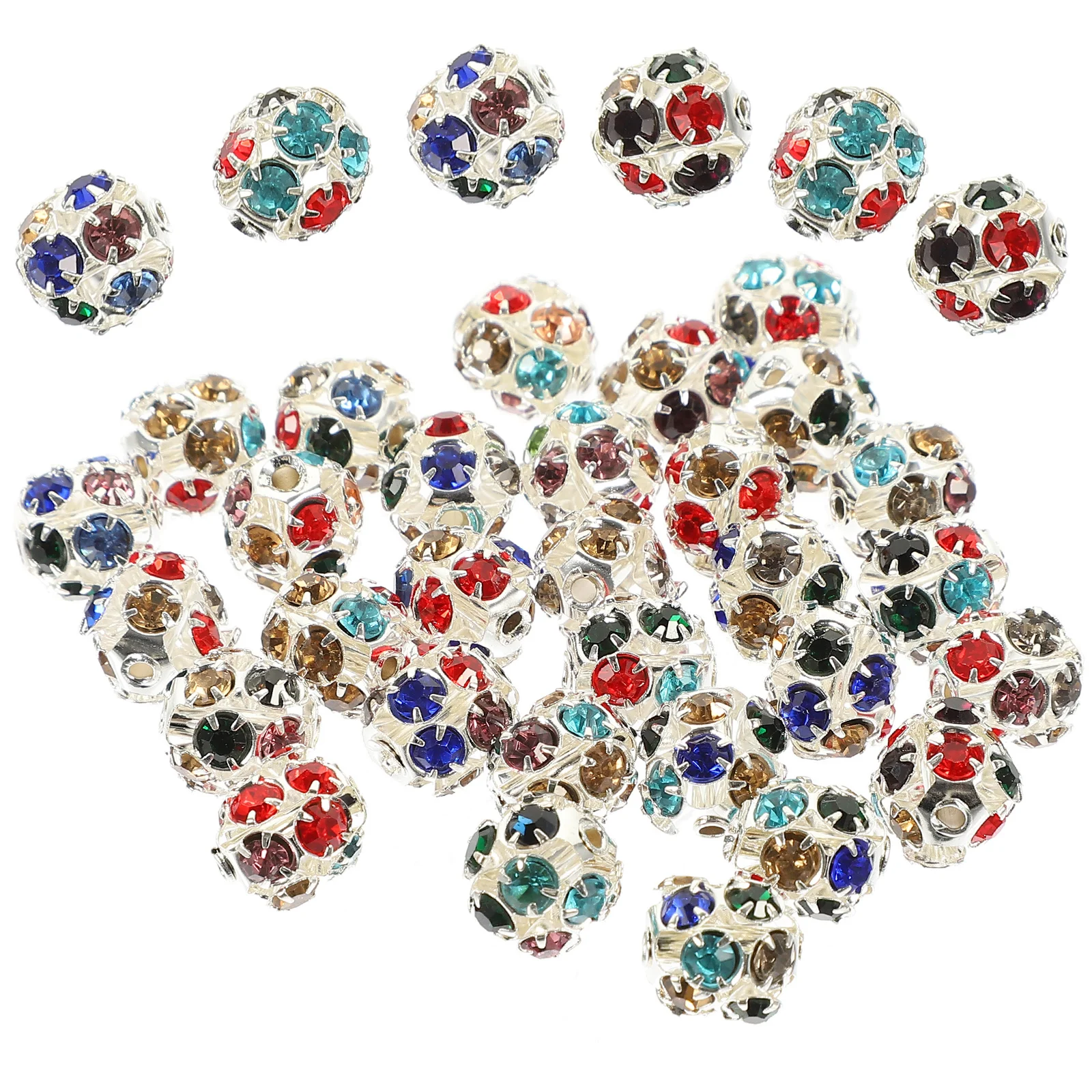 90Pcs Rhinestone Diamond Beads Spacer Loose Beads Jewelry Making DIY Supplies for Bracelets Necklaces Crafts Rhinestone Bead