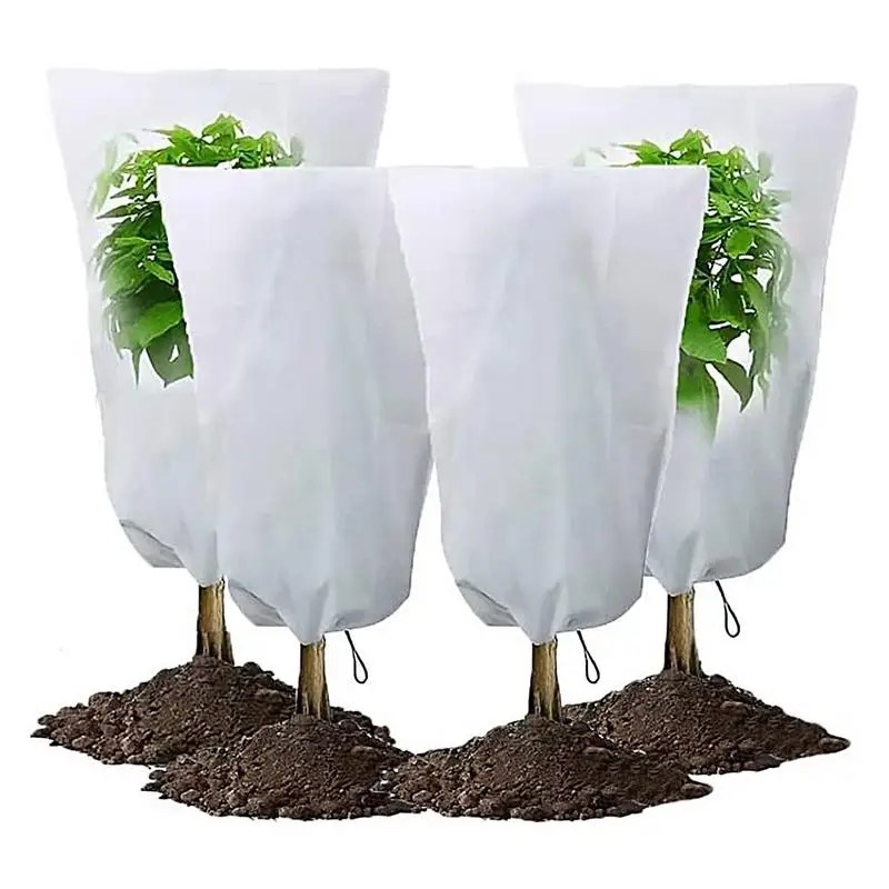 Capas de plantas com cordão, proteção anticongelante, jaqueta de plantas ao ar livre, inverno