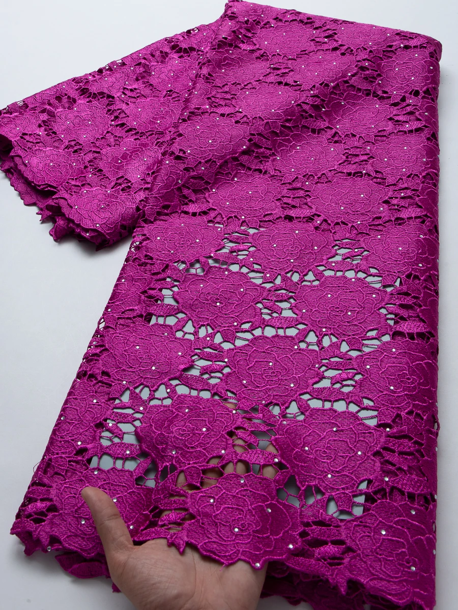 

2026 New Guipure Cord Lace Fabric African Guipure Cord Lace Nigerian Water Soluble for Women Evening Party Dresses,5yards TY4694