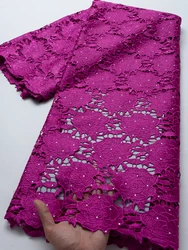 Tela de encaje de guipur Bicolor para mujer, cordón de guipur africano, encaje nigeriano Soluble en agua para vestido de fiesta de noche TY3590, novedad de 2023