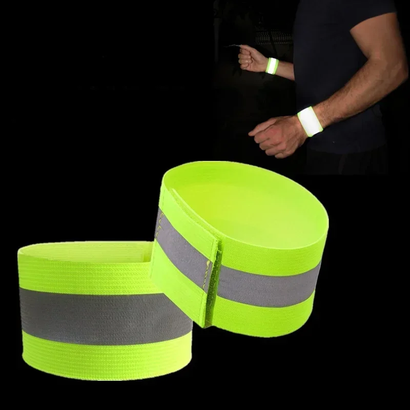 1 Pair Reflective Wristband Armband Ankle Leg Reflective Tape Strap Safety Reflector Tape for Night Sports Jogging Biking