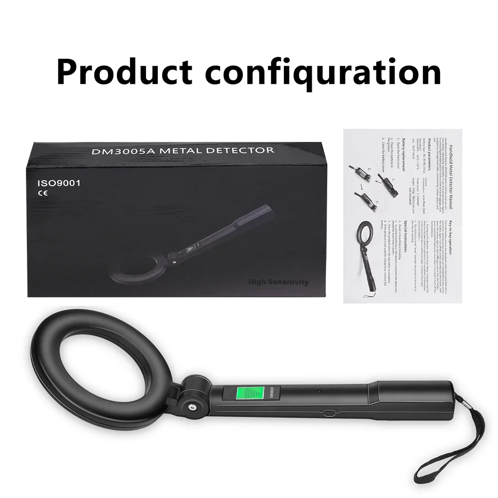 Metal Detector Electronic Metal Detecting Device Airport Security Metal Detector 180°Foldable Head with Light and Sound Alerts