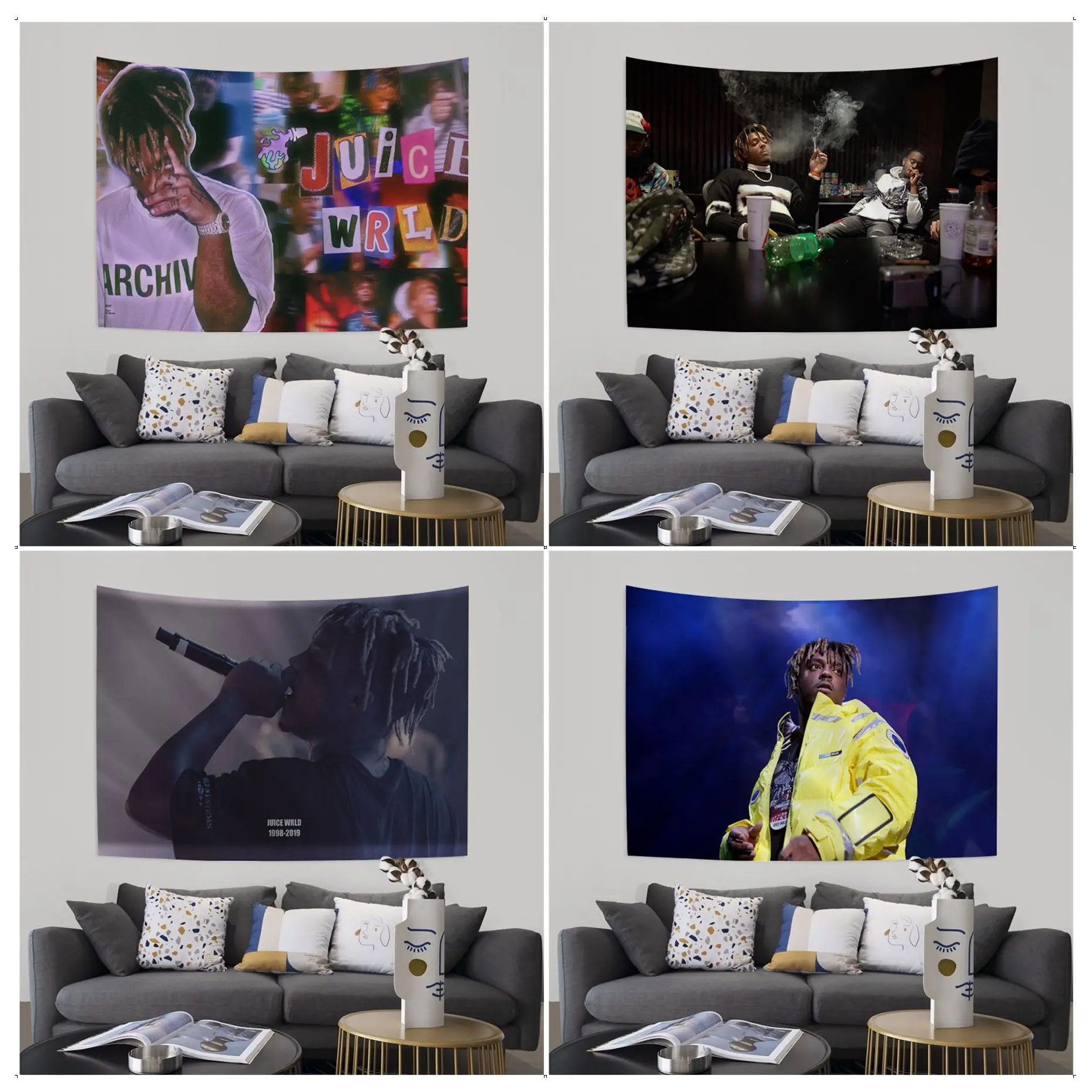 Rap Juice Wrld Singer DIY Wall Tapestry Japanese Wall Tapestry Anime Art Home Decor