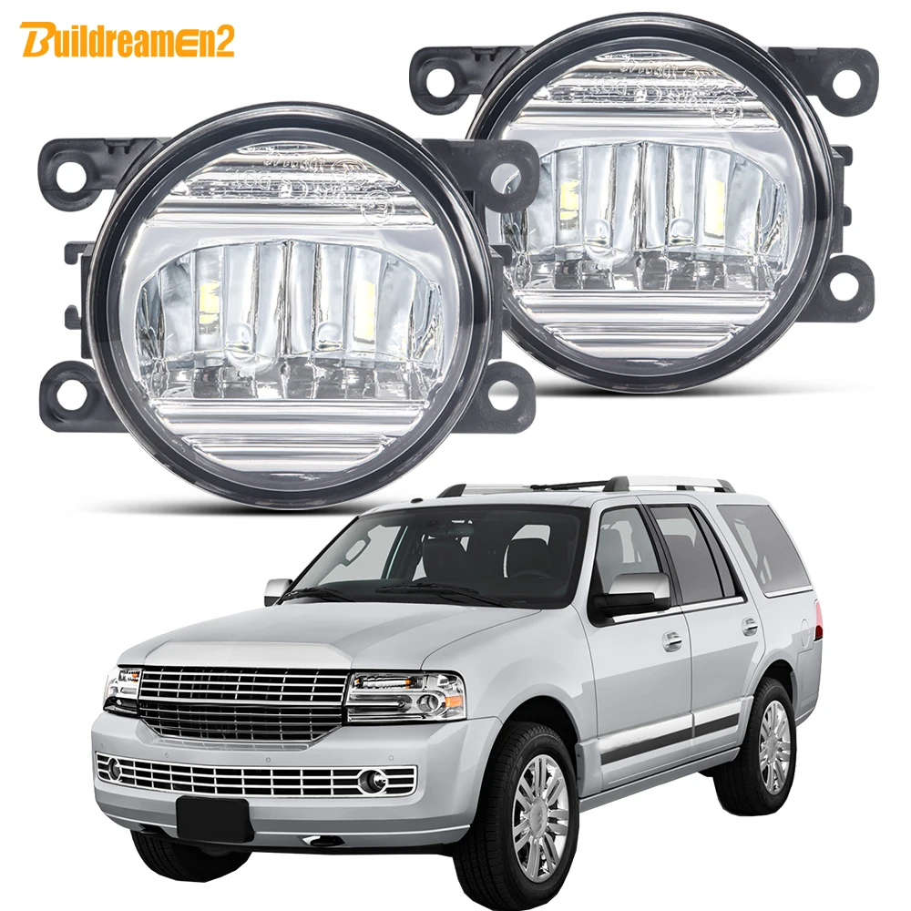 2 X 30W 3000LM Car Front Bumper LED Fog Light Assembly H11 Fog Daytime Running Lamp DRL 12V For Lincoln Navigator 2007-2014