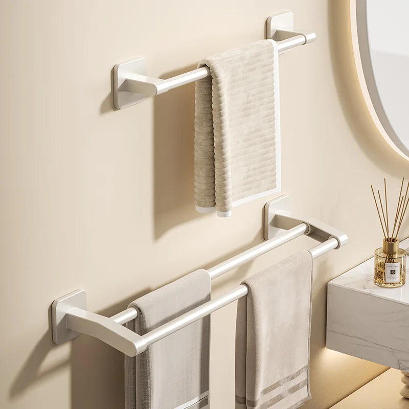 Bathroom towel rack Simple and stylish Suction cup without drilling Single bar towel rack Toilet towel rack