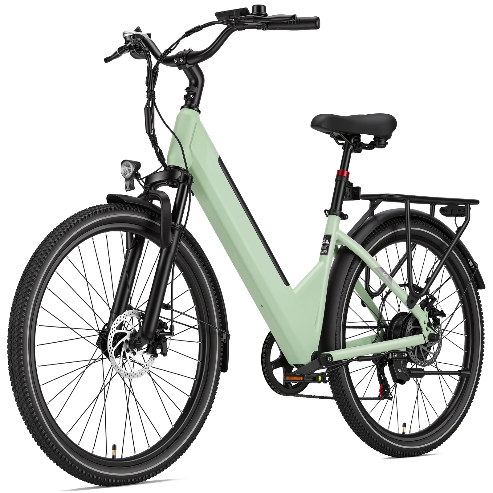 V1 26 Zoll Tiefeinsteiger E-Bike, 36V 14,5Ah Akku, 250W City Elektrofahrrad, 7-Gang Schaltung, Federgabel, Gepäckträger, LCD Display, bis zu 75 km Reichweite