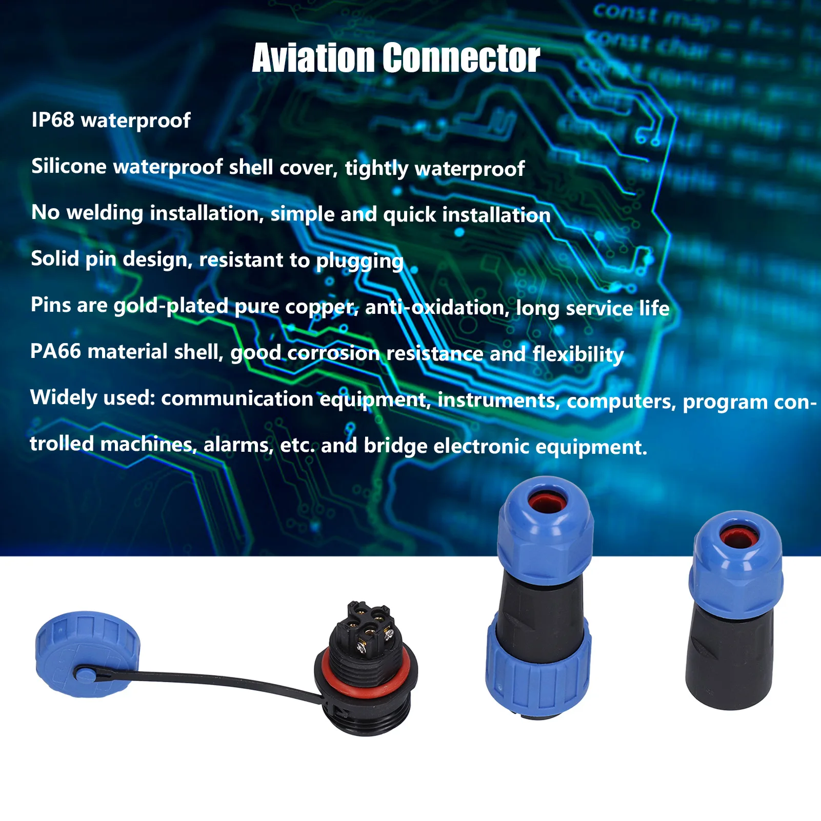 Aviation Connector Male and Female Aviation Plug and Socket IP68 Waterproof Corrosion Resistance for Instrumentation Computers