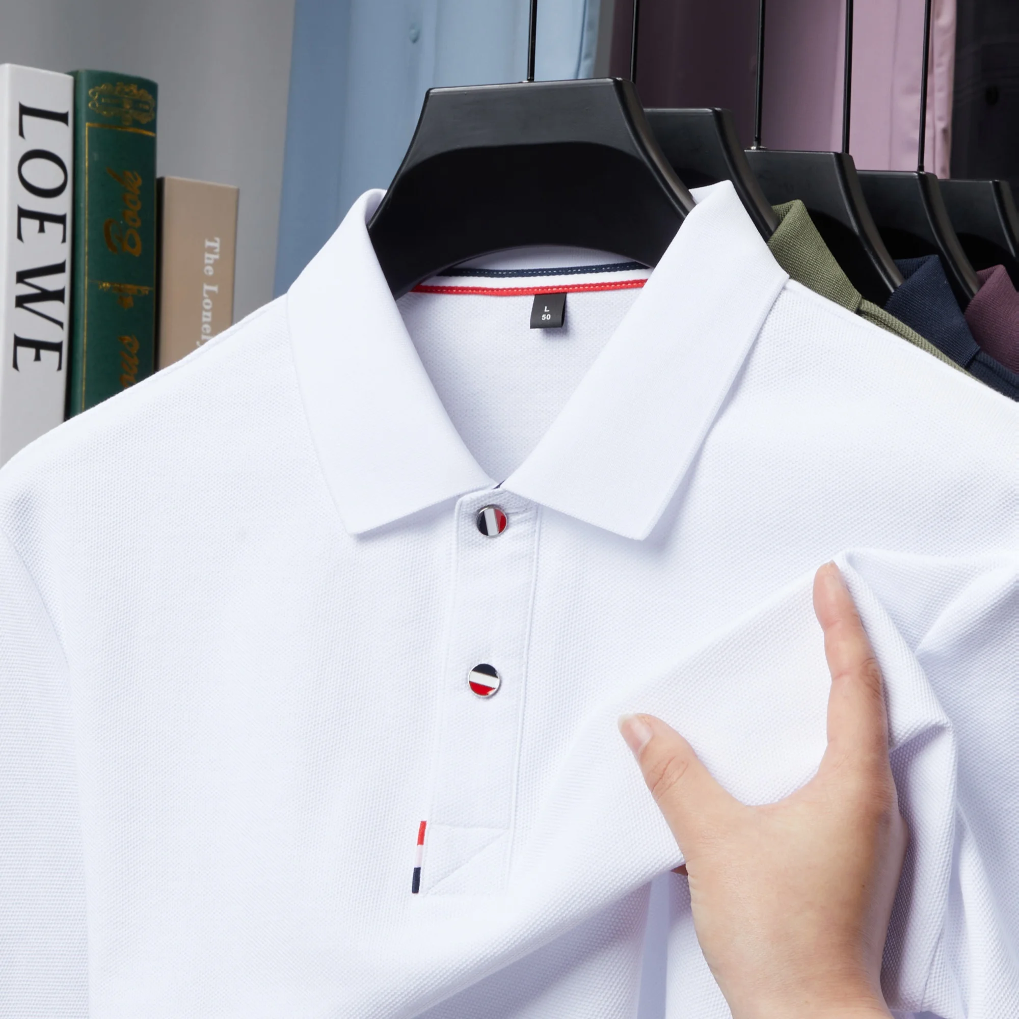 

100% pure cotton summer mens short sleeve new fashion business casual polo shirt high-quality comfortable breathable T-shirt top