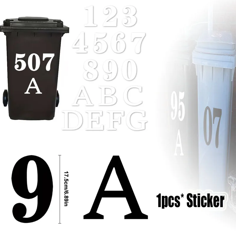 1*Etiquetas Adhesivas para Contenedores de Basura de PVC, Números del 0 al 9, Letras de la A a la G, Resistentes a la Intemperie, para Garaje y Coches