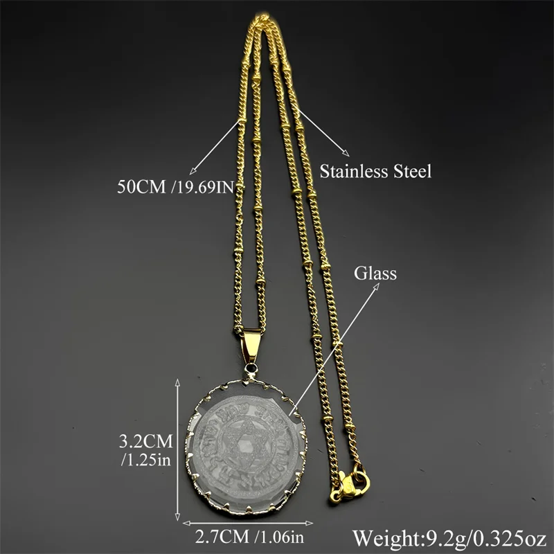 Hebräischer Davidstern-Anhänger-Halskette für Damen und Herren, klares transparentes Glas, geometrisch, jüdischer männlicher Glaube, Kette, Schmuck, Geschenke – Detail 3