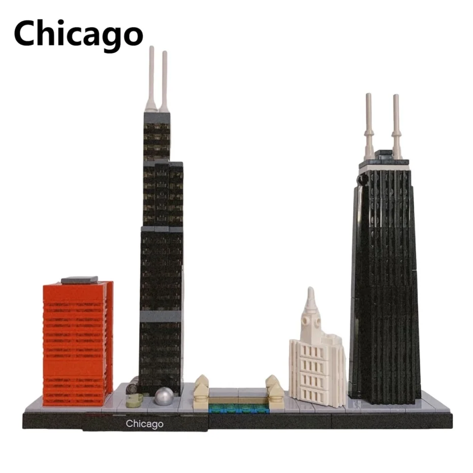 

США City Chicago Skyline Set Строительные блоки Фигурки Игрушки с коробкой