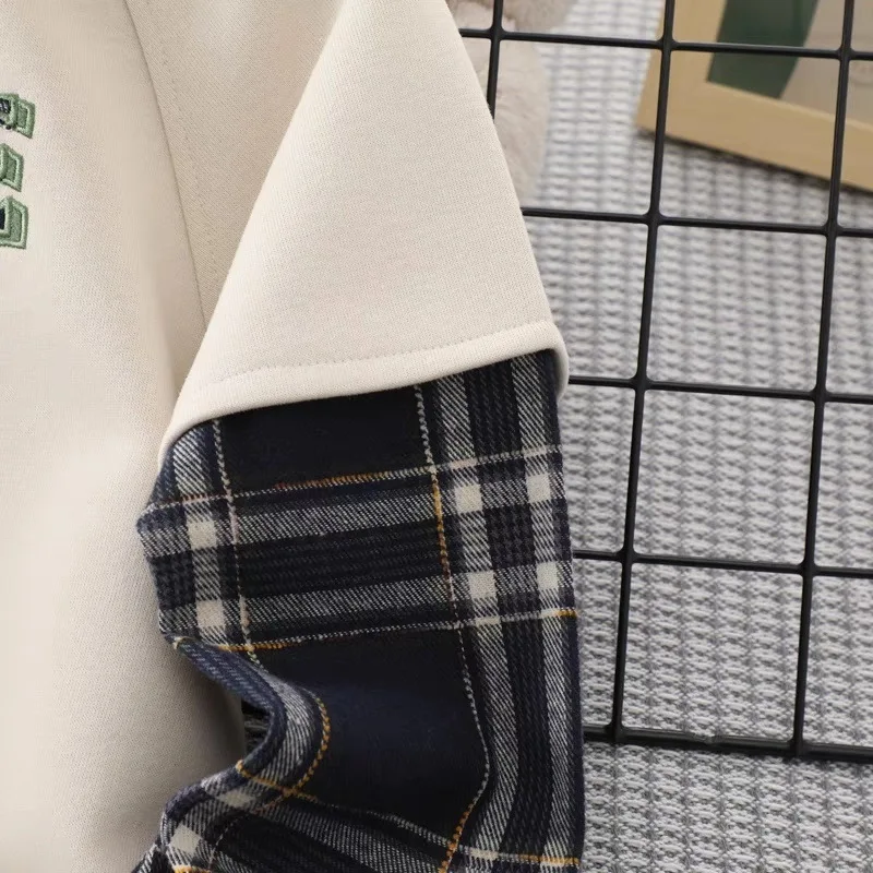 الخريف البلوز الأطفال مقنعين البلوفرات ربيع جديد الفتيان رسالة طويلة الأكمام بلايز الاطفال معطف الموضة فضفاضة ملابس المراهقين #6