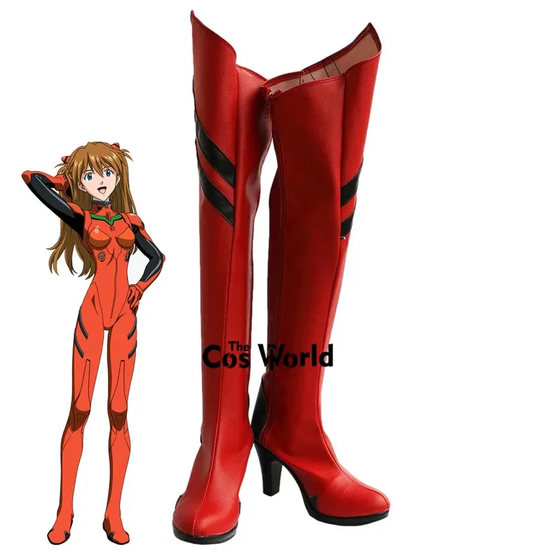 

EVA Asuka Langley Soryu Аниме Настроить Косплей Туфли на высоком каблуке Сапоги
