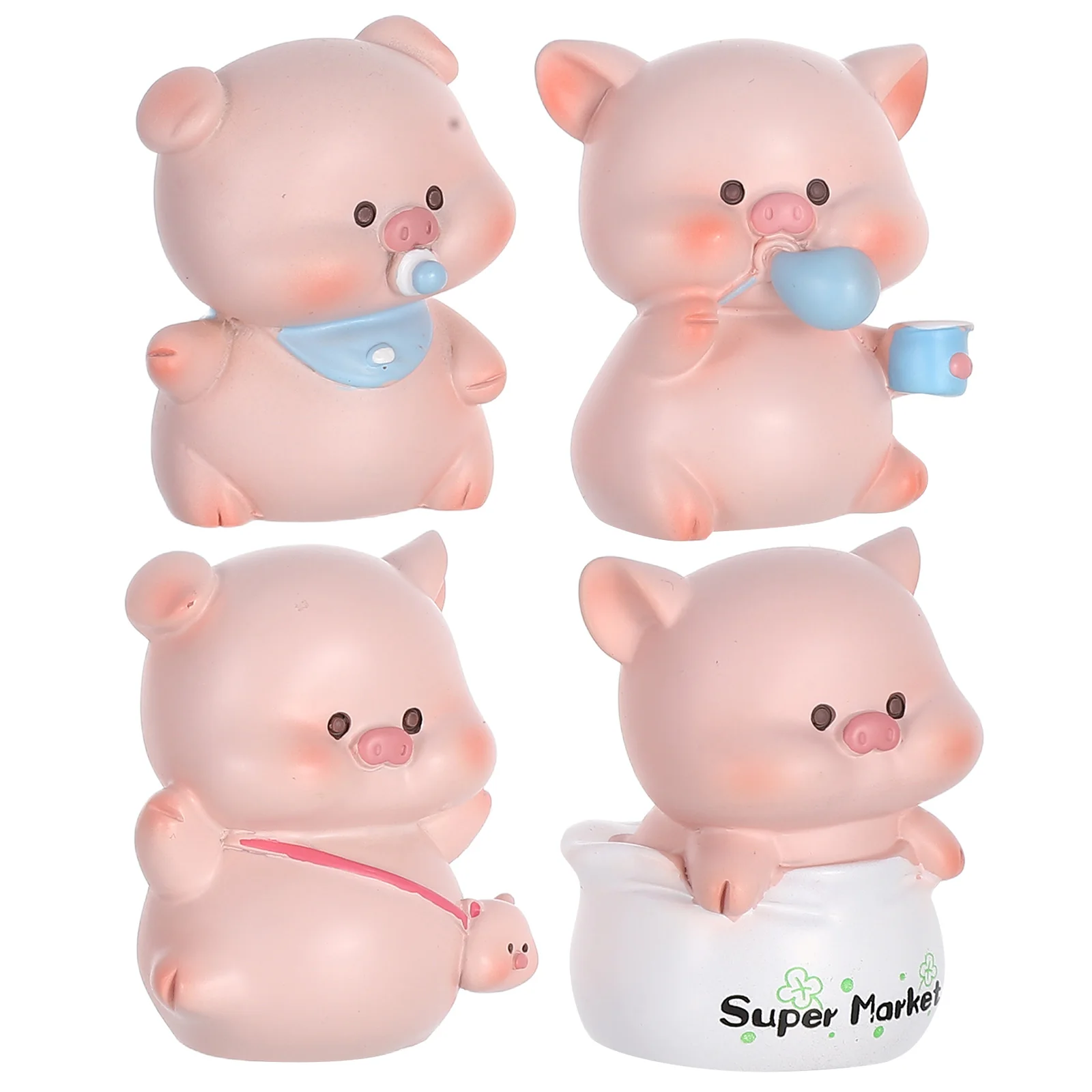 

4 Pcs Miniature Resin Pig Decor Car Garden naments Cartoon Figurines Desktop Statue Crafts Dining Table Decorations