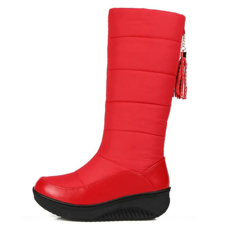 Winter Warm Waterproof Down Padded Snowshoe Women\'s Middle Boots Thickened Wool Student Cotton Shoes With Thick Soles x1075