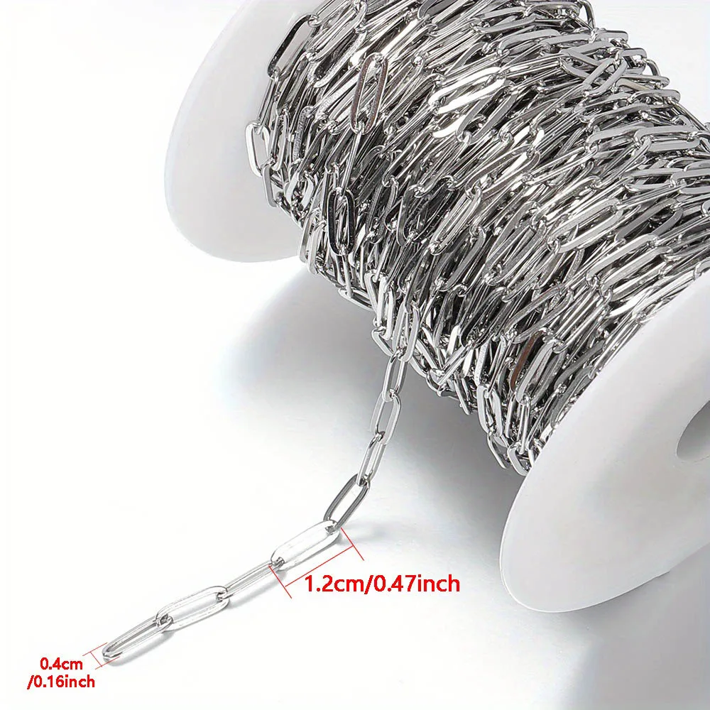 Kein Verblassen, 2 Meter, 1 Meter, ovale Kette aus Edelstahl, flache Kette und runde Kette für DIY-Halskette, Armband, Schmuckherstellung, Zubehör
