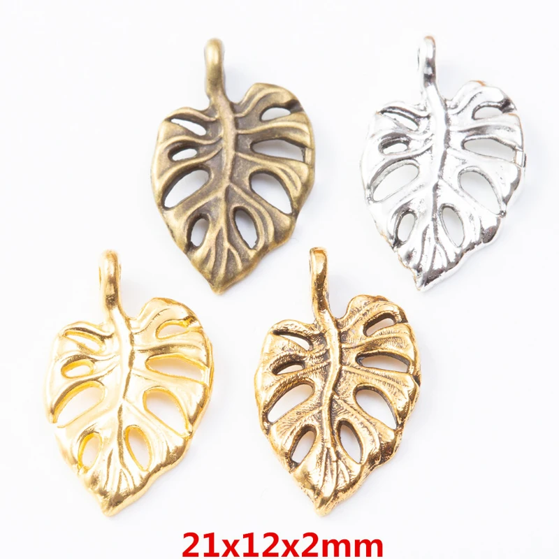 150pcs 21*12MM ZAKKA Grocery Creative Vintage Plant Element Leaves Handmade DIY, Bronze Popular Necklace Jewelry Pendant