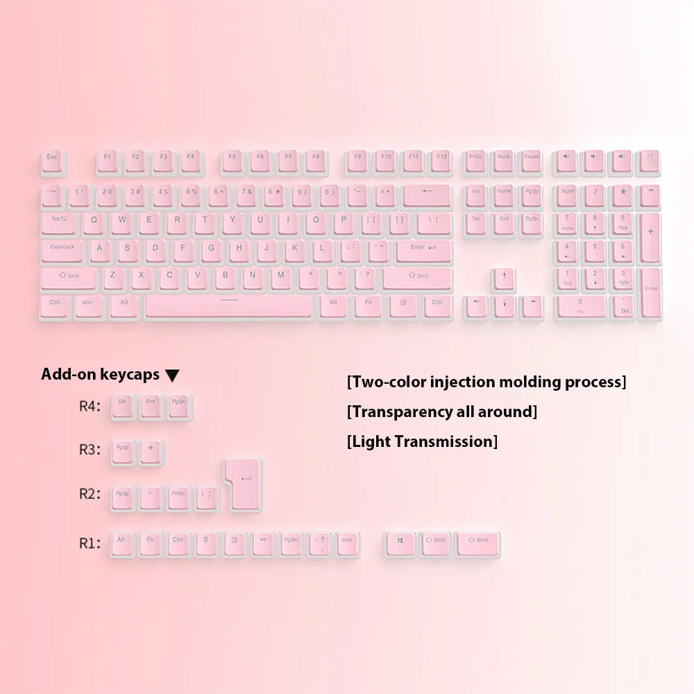129 Tombol Puding Tombol PBT Double Shot RGB Gaming Keyboard Tombol untuk 61 68 84 87 96 98 100 104 108 Tombol Keyboard Mekanis