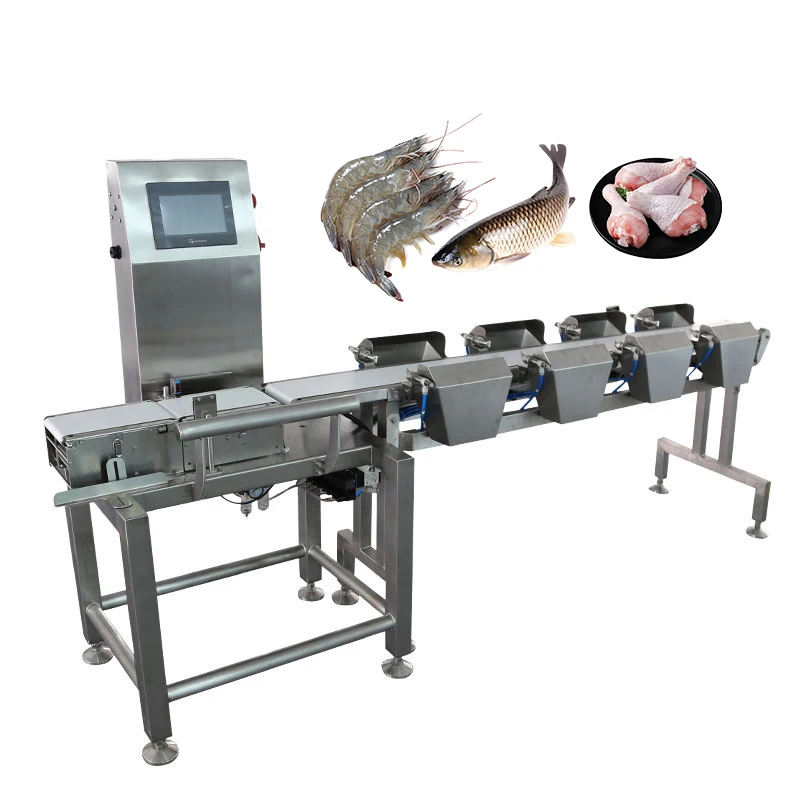High Precision Online Conveyor Scale Automatic Stainless Steel Frame Weighing Sorting Device Multi-Level Olive Sorting 0.1g OEM