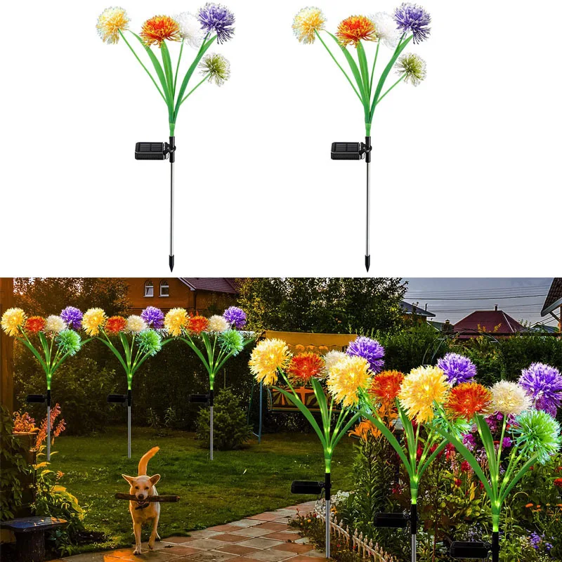 

2/4pcs 5Heads Dandelion Solar Light Outdoor IP65 Waterproof Solar Garden Lights for Yard Lawn Pathway Decorative Lights