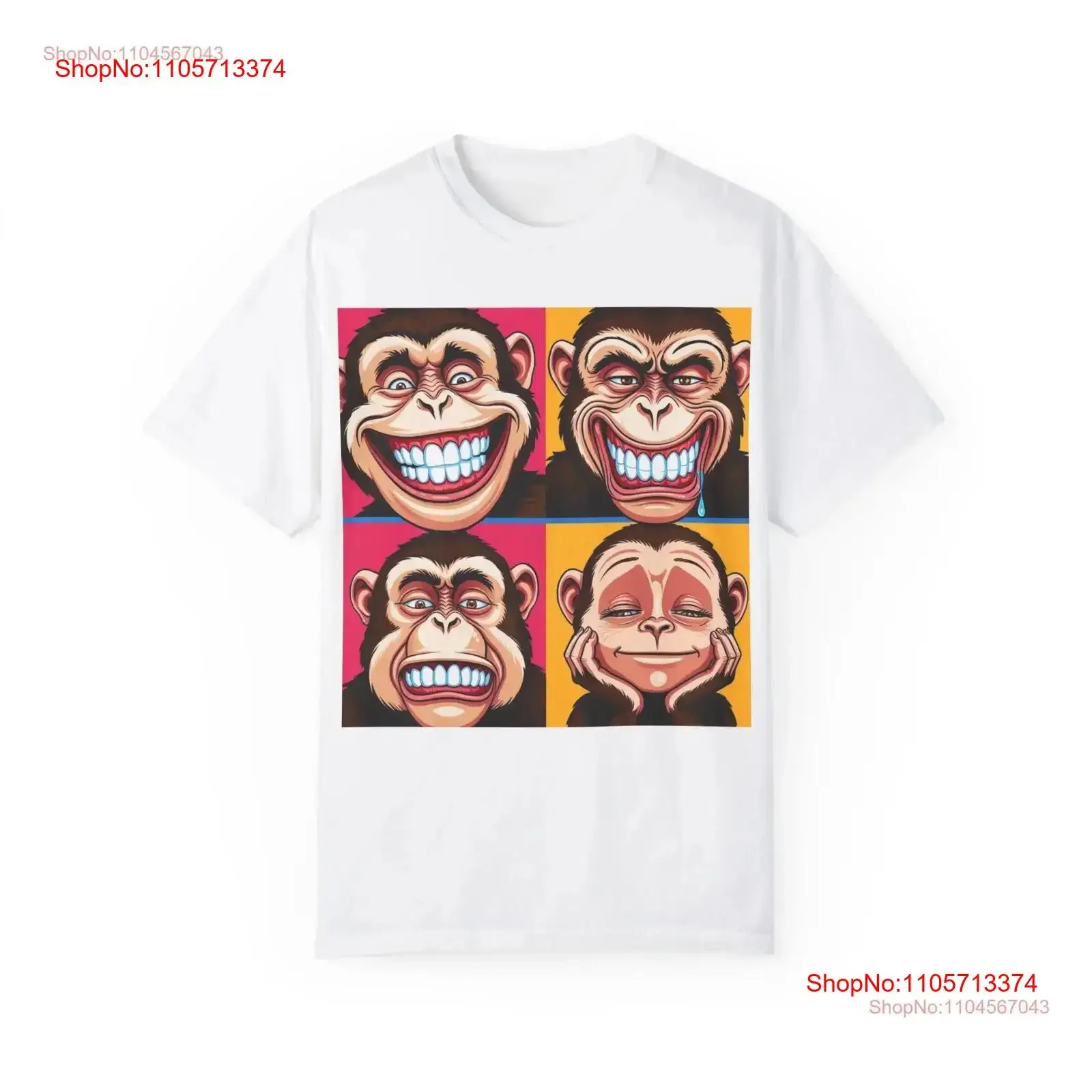 Monkey Emotions T Shirt Funny Primate Face Expressions Novelty Animal Lover Top Safari Theme Clothing for vintage Washed