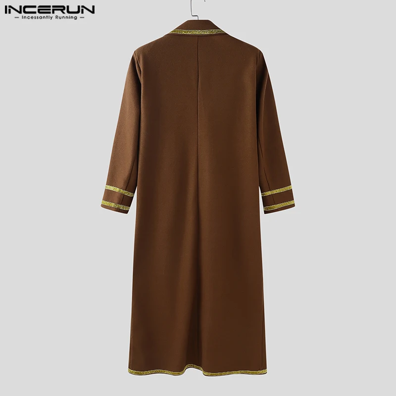 INCERUN 男性コートパッチワークフェイクウールブレンドラペル長袖男性オーバーコートストリート 2025 ダブルブレストロングスタイルコート