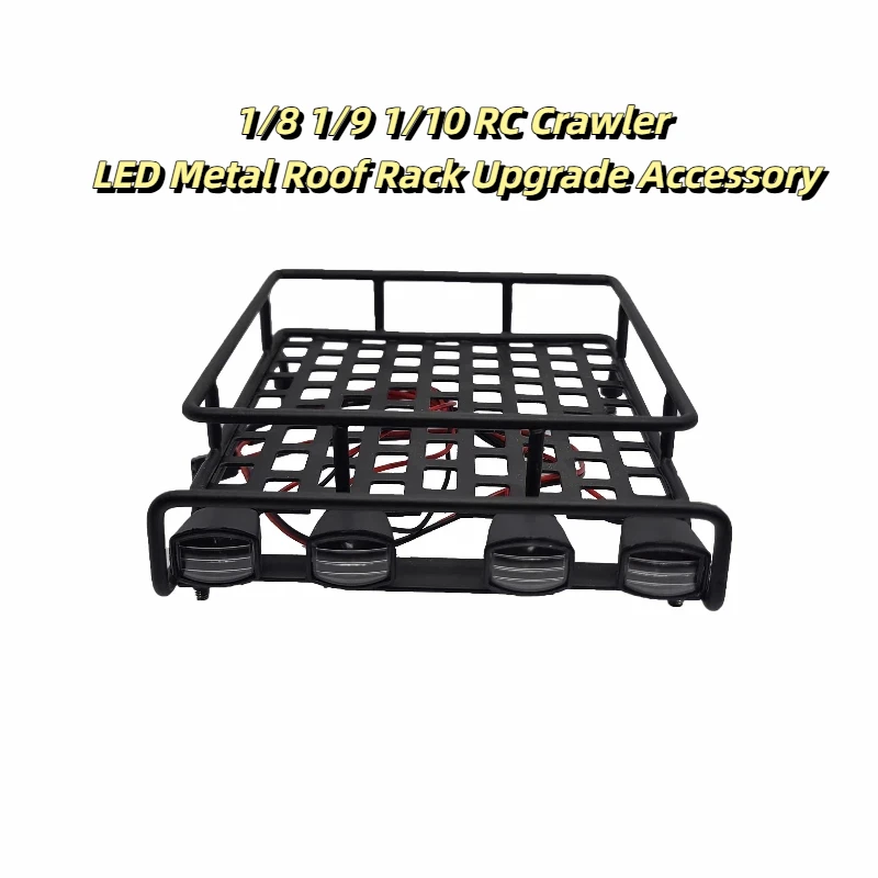 

Metal RC Roof Rack Luggage Carrier with LED Lights for 1/10 1/9 1/8 Scale RC Crawler Off-Road Model Car Upgrade Parts