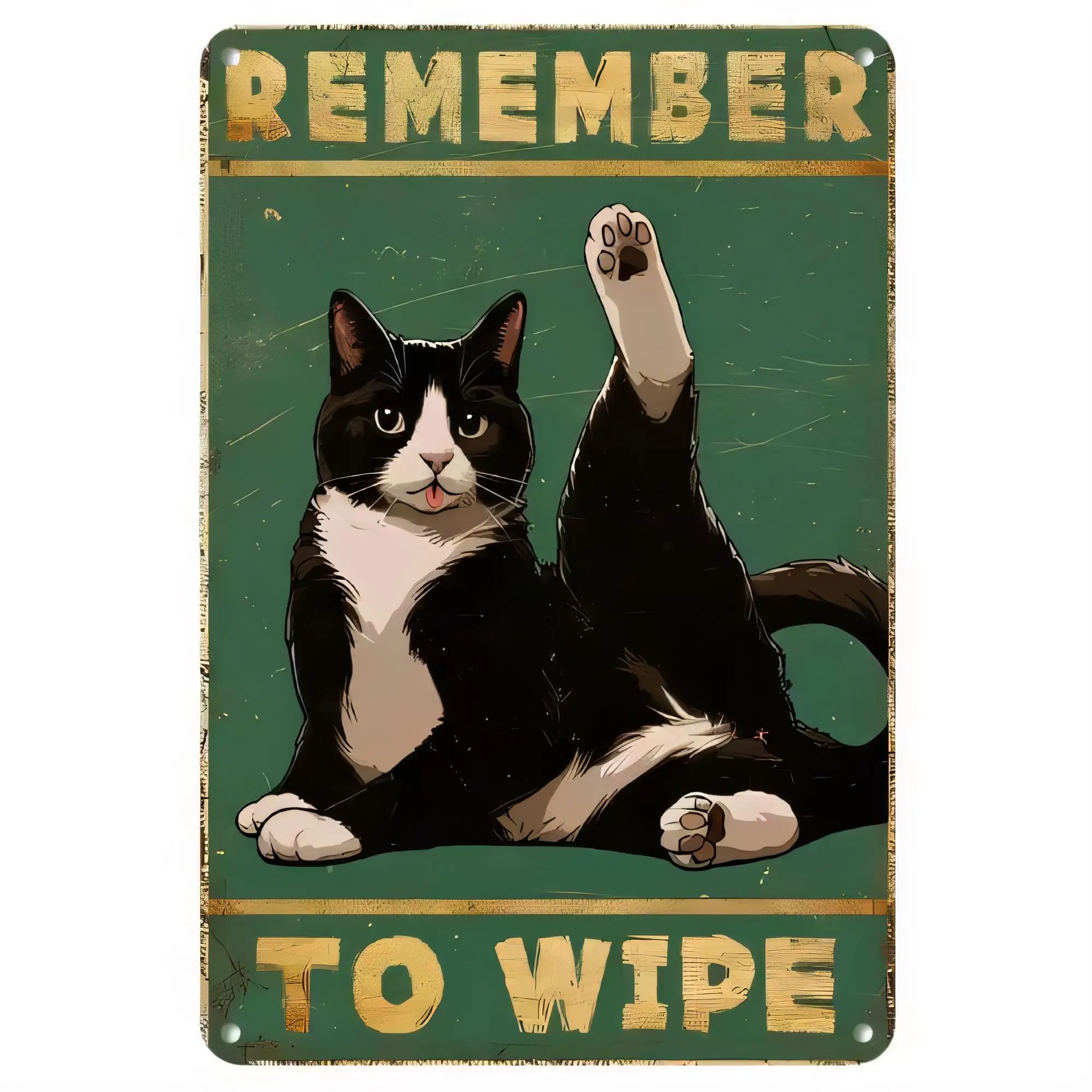 Tin Sign Cat Lover Remember To Wipe Your Feet Vintage Retro Metal Wall Plaque Funny Farmhouse Rustic Decor for Entryway Garage B