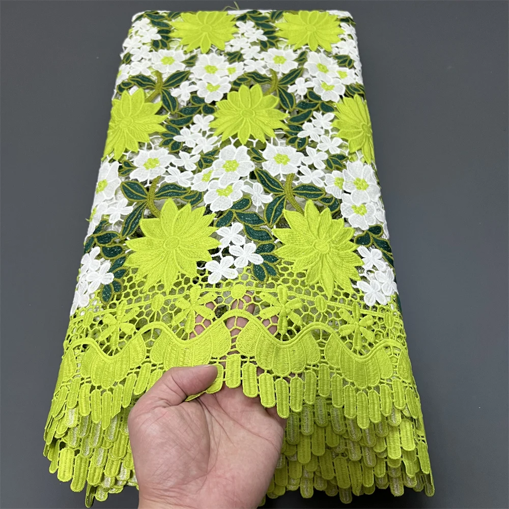 

2025 Latest High Quality African Nigerian With Tulle Sewing Guipure Lace Fabric Embroidery Dresses Sequins 5Yards ZJ046