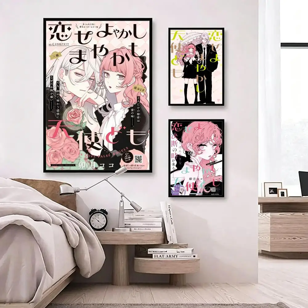 comic Fall in Love, You False Angels Poster Poster HD Waterproof Self-adhesive Art Print Wall Decor for Bedroom Living Room Gift