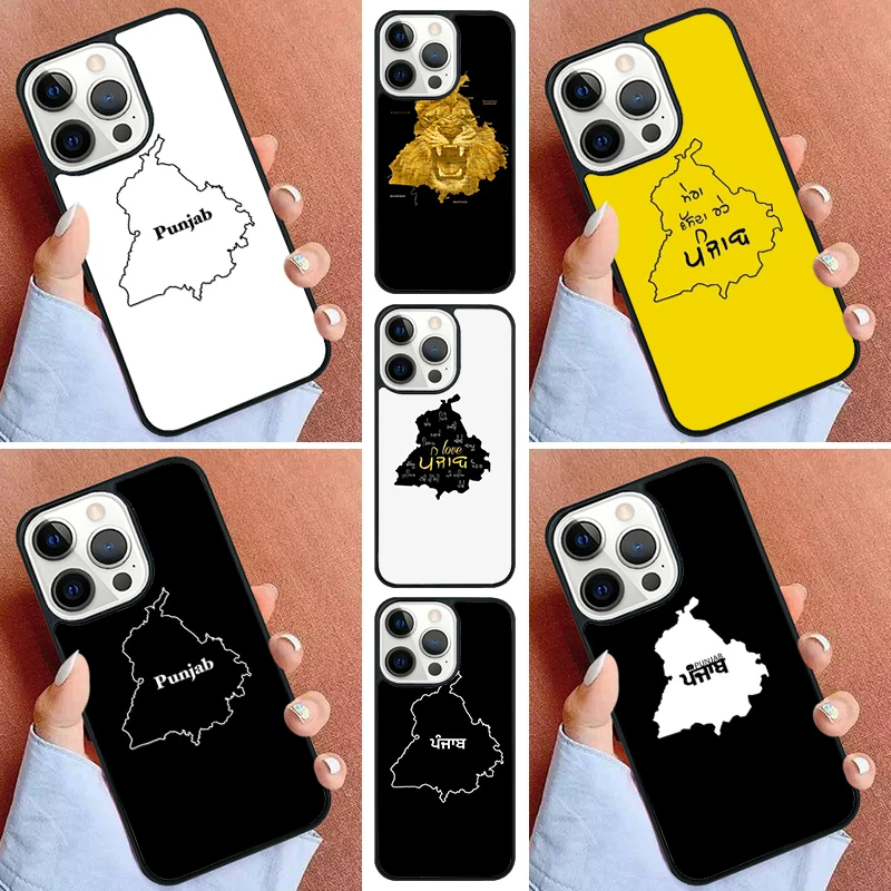 Punjab Map Outline Phone Case For iPhone 15 14 Pro 11 13 12 Mini X XR XS Max SE 2020 6 7 8 Plus Cover Capa